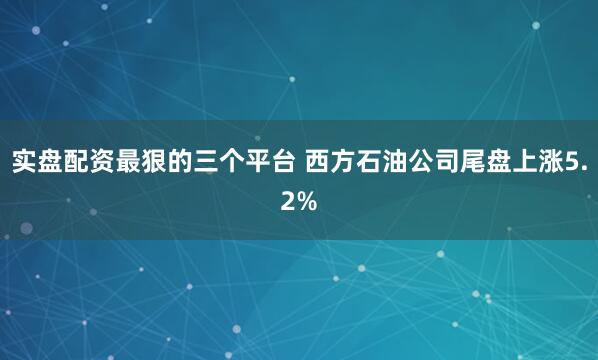 实盘配资最狠的三个平台 西方石油公司尾盘上涨5.2%